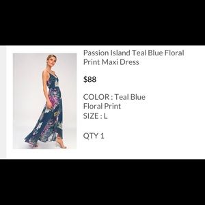 LULU’s Navy Blue/Floral Maxi Dress-Never Worn (L)